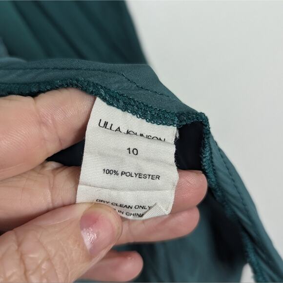 Ulla Johnson Jewel Tone Green Aidy Pleated Blouse Size 10 - Picture 7 of 7
